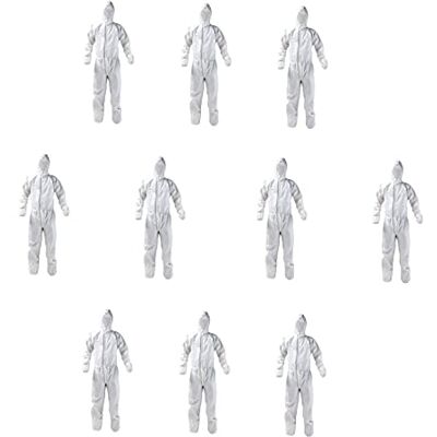 tempo di saldi 10 X Combinaison De Protection Jetable Anti-taches En Polypropylène Avec Capuche et Fermeture À Glissière tempo di saldi 10 X Combinaison De Protection Jetable Anti-taches En Polypropylène Avec Capuche et Fermeture À Glissière