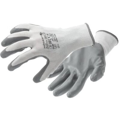 Högert Technik GLAN Lot de 12 paires de gants de protection revêtus de nitrile Blanc/gris Taille 9 Résistant aux déchirures et aux perforations Respectueux de l'environnement Idéal pour les travaux de Högert Technik GLAN Lot de 12 paires de gants de protection revêtus de nitrile Blanc/gris Taille 9 Résistant aux déchirures et aux perforations Respectueux de l'environnement Idéal pour les travaux de
