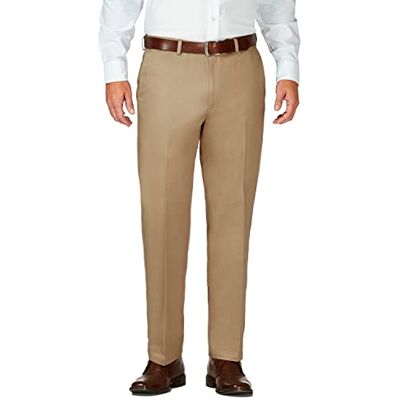 Haggar Pantalon de travail pour homme avec taille extensible dissimulée et coupe classique plate à l’avant, Taupe foncé, 32W x 32L Haggar Pantalon de travail pour homme avec taille extensible dissimulée et coupe classique plate à l’avant, Taupe foncé, 32W x 32L