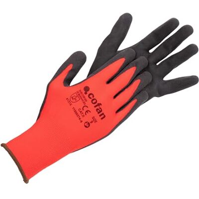 Cofan GUANTE IMPREGNADO SANDY COATED ROJO/NEGRO TALLA 10 Unid: 12 Cofan GUANTE IMPREGNADO SANDY COATED ROJO/NEGRO TALLA 10 Unid: 12