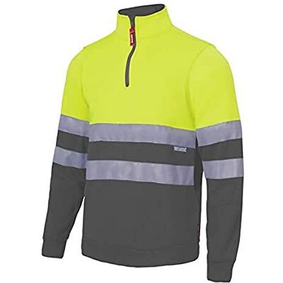 VELILLA 305701 Sweat-shirt haute visibilité bicolore avec fermeture éclair, Gris/jaune fluo, L VELILLA 305701 Sweat-shirt haute visibilité bicolore avec fermeture éclair, Gris/jaune fluo, L