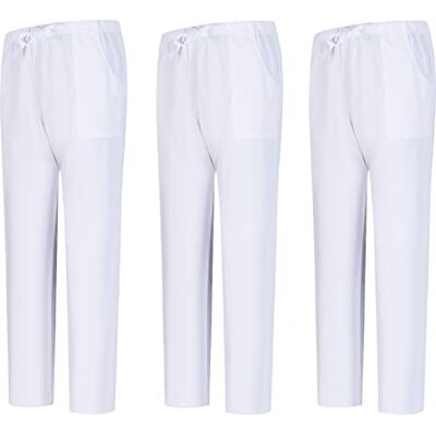 MISEMIYA Pack 3 Pcs PANTALON Sanitaire Unisexe Uniforme Sanitaire Uniformes Médicains PANTALON DE Travail -3-6802, Blanc 68, S MISEMIYA Pack 3 Pcs PANTALON Sanitaire Unisexe Uniforme Sanitaire Uniformes Médicains PANTALON DE Travail -3-6802, Blanc 68, S