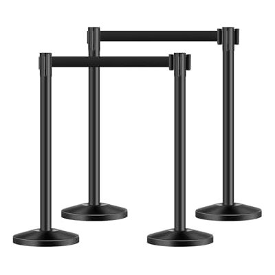VEVOR Poteau de guidage, 4 pcs, barrière de balisage pour contrôle de foules, avec base creuse, sangle rétractable noire et poteaux noirs en acier au carbone, pour théâtre, fête, mariage, exposition VEVOR Poteau de guidage, 4 pcs, barrière de balisage pour contrôle de foules, avec base creuse, sangle rétractable noire et poteaux noirs en acier au carbone, pour théâtre, fête, mariage, exposition