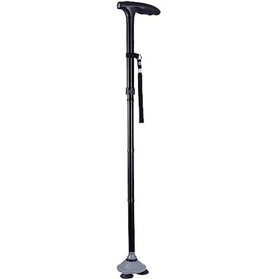 GIMA Canne solide et pliante, équipée de lumière et large base tournante à 3 pieds stables anti-glissement, noir, 43045 GIMA Canne solide et pliante, équipée de lumière et large base tournante à 3 pieds stables anti-glissement, noir, 43045