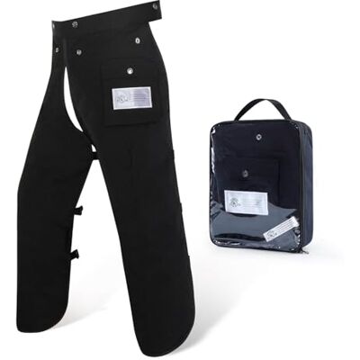 ZELARMAN Tablier de protection réglable à 8 couches pour homme/femme, travailleurs forestiers, pantalon de protection réglable de classe B avec poche, noir, 101,6 à 106,7 cm ZELARMAN Tablier de protection réglable à 8 couches pour homme/femme, travailleurs forestiers, pantalon de protection réglable de classe B avec poche, noir, 101,6 à 106,7 cm