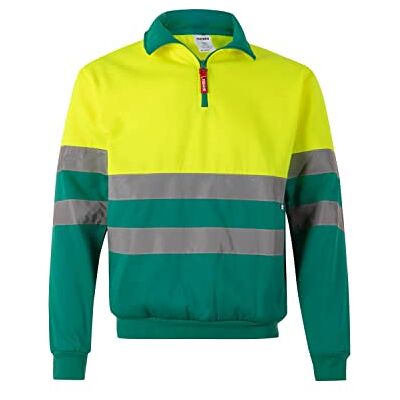 VELILLA 305701 Sweat-shirt haute visibilité bicolore avec fermeture éclair, vert/jaune fluo, L VELILLA 305701 Sweat-shirt haute visibilité bicolore avec fermeture éclair, vert/jaune fluo, L