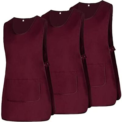MISEMIYA Paquet de 3 unités Tablier de nettoyage uniforme de travail clinique médical nettoyage vétérinaire sanitaire hôtellerie Ref.868, Grenat 21, L MISEMIYA Paquet de 3 unités Tablier de nettoyage uniforme de travail clinique médical nettoyage vétérinaire sanitaire hôtellerie Ref.868, Grenat 21, L