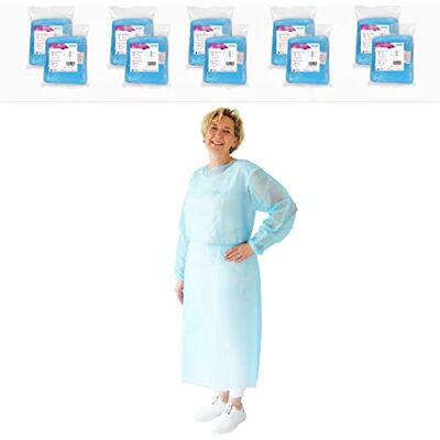 ARNOMED tablier jetable PP, surblouse jetable bleu unisexe 130x140cm, 100 pcs (10 sachets), tablier plastique jetable pour travaux et milieu médical, 23 g/m², surblouse jetable medical en PP non-tissé ARNOMED tablier jetable PP, surblouse jetable bleu unisexe 130x140cm, 100 pcs (10 sachets), tablier plastique jetable pour travaux et milieu médical, 23 g/m², surblouse jetable medical en PP non-tissé
