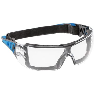 Högert Technik Lunettes de protection LOTZEN transparent/bleu uni lunettes de protection anti-rayures pour l'industrie et le commerce bande élastique/construction Högert Technik Lunettes de protection LOTZEN transparent/bleu uni lunettes de protection anti-rayures pour l'industrie et le commerce bande élastique/construction