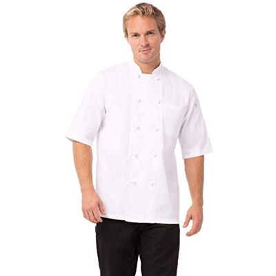 Chef Works KNSS-WHT Tivoli Short Sleeve Basic Chef Coat, White, Size L Chef Works KNSS-WHT Tivoli Short Sleeve Basic Chef Coat, White, Size L
