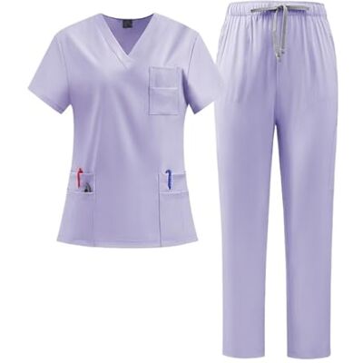 JTKSSCS Uniforme Infirmière femme Combinaison de travail à manches courtes avec col en V et fentes, convient aux médecins infirmières dentaires, à séchage rapide au lavage à la main, L, Bois d'agar, Pas de JTKSSCS Uniforme Infirmière femme Combinaison de travail à manches courtes avec col en V et fentes, convient aux médecins infirmières dentaires, à séchage rapide au lavage à la main, L, Bois d'agar, Pas de