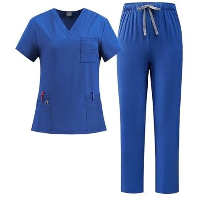 JTKSSCS Uniforme Infirmière femme Combinaison de travail à manches courtes avec col en V et fentes, convient aux médecins infirmières dentaires, à séchage rapide au lavage à la main, XXL, Agar, Aucune pierre JTKSSCS Uniforme Infirmière femme Combinaison de travail à manches courtes avec col en V et fentes, convient aux médecins infirmières dentaires, à séchage rapide au lavage à la main, XXL, Agar, Aucune pierre