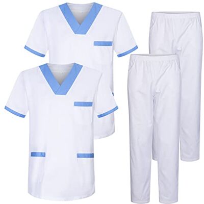 MISEMIYA Pack * 2 Pcs CASACA Y PANTALÓN SANITARIOS UNISEX UNIFORMES SANITARIOS MÉDICOS 2-817-8312 L, Blanco 68 MISEMIYA Pack * 2 Pcs CASACA Y PANTALÓN SANITARIOS UNISEX UNIFORMES SANITARIOS MÉDICOS 2-817-8312 L, Blanco 68