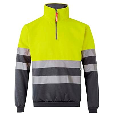 VELILLA 305701 Sweat haute visibilité bicolore avec fermeture éclair, gris et jaune fluo, taille XL VELILLA 305701 Sweat haute visibilité bicolore avec fermeture éclair, gris et jaune fluo, taille XL
