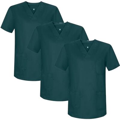 MISEMIYA Pack 3 pièces Tunique sanitaire unisexe uniformes sanitaires uniformes médicaux 3-817, Vert foncé, S MISEMIYA Pack 3 pièces Tunique sanitaire unisexe uniformes sanitaires uniformes médicaux 3-817, Vert foncé, S