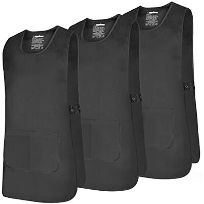 MISEMIYA Paquet de 3 unités Tablier de nettoyage uniforme de travail clinique médical nettoyage vétérinaire sanitaire hôtellerie Ref.868, Noir 21, L MISEMIYA Paquet de 3 unités Tablier de nettoyage uniforme de travail clinique médical nettoyage vétérinaire sanitaire hôtellerie Ref.868, Noir 21, L