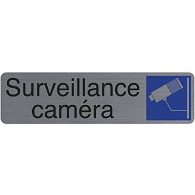 EXACOMPTA Réf. 67153E 1 plaque de porte adhésive Surveillance caméra Plaque murale imprimée de signalisation Sur tous supports Aspect aluminium brossé Dimensions : 16,5 x 4,4 cm EXACOMPTA Réf. 67153E 1 plaque de porte adhésive Surveillance caméra Plaque murale imprimée de signalisation Sur tous supports Aspect aluminium brossé Dimensions : 16,5 x 4,4 cm