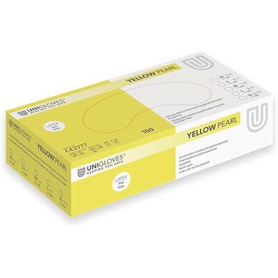 UNIGLOVES Yellow Pearl 4503 Lot de 100 gants jetables en nitrile sans latex et sans poudre, conformes aux aliments, taille M UNIGLOVES Yellow Pearl 4503 Lot de 100 gants jetables en nitrile sans latex et sans poudre, conformes aux aliments, taille M