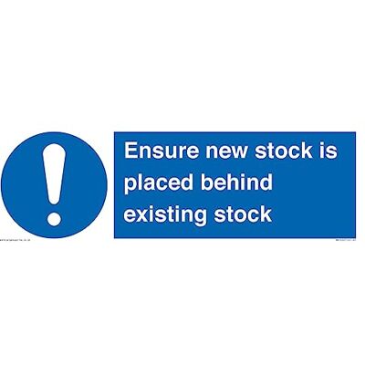 Viking Panneau « ensure new stock is placed behind existing stock » – 450 x 150 mm – L41 Viking Panneau « ensure new stock is placed behind existing stock » – 450 x 150 mm – L41