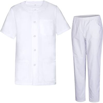 MISEMIYA Uniforme sanitaire unisexe Uniformes sanitaires médicaux Assemblées sanitaires 833-8312, blanc, L MISEMIYA Uniforme sanitaire unisexe Uniformes sanitaires médicaux Assemblées sanitaires 833-8312, blanc, L