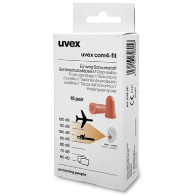 Uvex Lot de 15 paires de bouchons d'oreille jetables Com4-fit SNR 33 dB Uvex Lot de 15 paires de bouchons d'oreille jetables Com4-fit SNR 33 dB