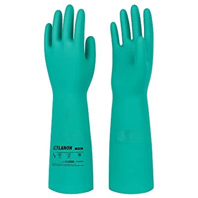 LANON Protection LANON Gants Protection Chimique en Nitrile, Gants de Travail de Sécurité, Très Résistant Acides Forts, Alcalins, Sans Latex, Vert, XL/10 LANON Protection LANON Gants Protection Chimique en Nitrile, Gants de Travail de Sécurité, Très Résistant Acides Forts, Alcalins, Sans Latex, Vert, XL/10