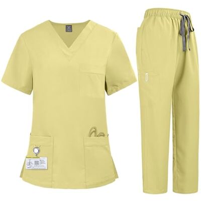 JTKSSCS Uniforme d'infirmière élastique à séchage rapide vêtements hommes et femmes médecins et infirmières uniforme ensemble deux pièces, S, Bois d'agar, Sans pierre précieuse JTKSSCS Uniforme d'infirmière élastique à séchage rapide vêtements hommes et femmes médecins et infirmières uniforme ensemble deux pièces, S, Bois d'agar, Sans pierre précieuse