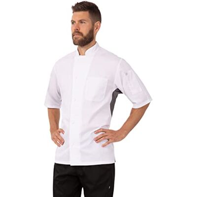 Chef Works B205-XXL Valais Veste de chef unisexe, 2XL, blanc/gris Chef Works B205-XXL Valais Veste de chef unisexe, 2XL, blanc/gris