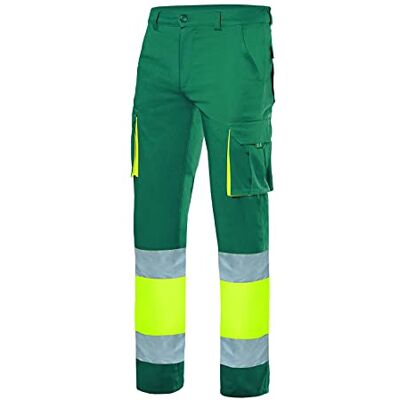 VELILLA Pantalon stretch bicolore multipoches haute visibilité série 303002s, Vert et jaune fluo, XXL VELILLA Pantalon stretch bicolore multipoches haute visibilité série 303002s, Vert et jaune fluo, XXL