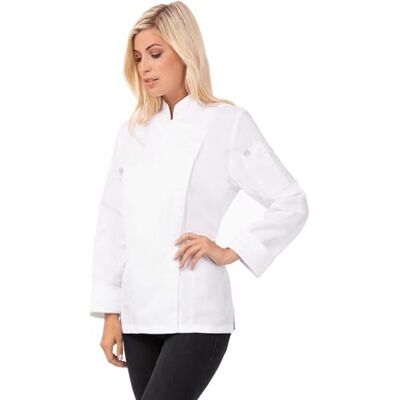 Chef Works Lansing Manteau de chef pour femme, Blanc, M Chef Works Lansing Manteau de chef pour femme, Blanc, M
