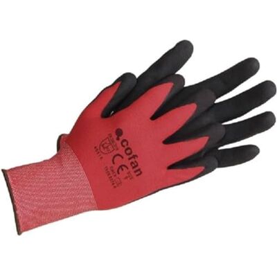Cofan Gants imprégnés Nitrile Foam Rouge Noir Taille : 8 sacs de 12 paires Cofan Gants imprégnés Nitrile Foam Rouge Noir Taille : 8 sacs de 12 paires