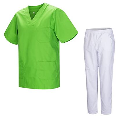 MISEMIYA Ensemble de travail unisexe Uniforme médical avec haut et pantalon 817-8312-BLANCO, Vert pomme, 3XL MISEMIYA Ensemble de travail unisexe Uniforme médical avec haut et pantalon 817-8312-BLANCO, Vert pomme, 3XL