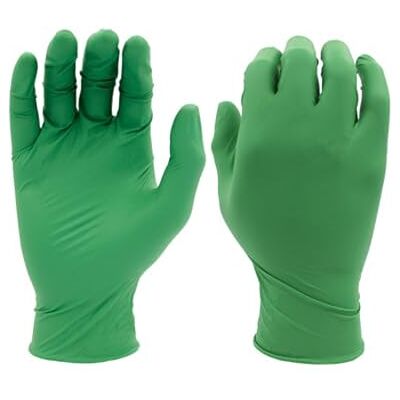 SHOWA 6110PF Gant de travail jetable en nitrile biodégradable sans poudre, 240 mm de long, 0,1 mm d'épaisseur, vert, S SHOWA 6110PF Gant de travail jetable en nitrile biodégradable sans poudre, 240 mm de long, 0,1 mm d'épaisseur, vert, S