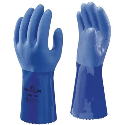 SHOWA 660,Gant de protection chimique, revêtement PVC triple couche à finition rugueuse pour une adhérence supérieure et doublure respirante,60 gants SHOWA 660,Gant de protection chimique, revêtement PVC triple couche à finition rugueuse pour une adhérence supérieure et doublure respirante,60 gants