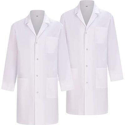 MISEMIYA Pack 2 Unités Blouse Laboratoire Unisexe Robe Blanche Laboratoire Homme Blouse Medico Femme Blouse de Laboratoire Homme Q816, blanc, XS MISEMIYA Pack 2 Unités Blouse Laboratoire Unisexe Robe Blanche Laboratoire Homme Blouse Medico Femme Blouse de Laboratoire Homme Q816, blanc, XS