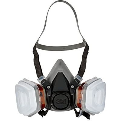3M Masque de Peinture Réutilisable 6002C Demi-Masque Avec Filtres Interchangeables Contre Les Gaz Organiques Et Les Particules, Taille Unique, Gris 3M Masque de Peinture Réutilisable 6002C Demi-Masque Avec Filtres Interchangeables Contre Les Gaz Organiques Et Les Particules, Taille Unique, Gris