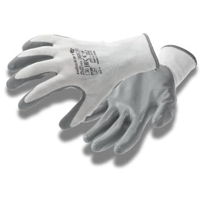 Högert Technik GLAN Lot de 12 paires de gants de protection revêtus de nitrile Blanc/gris Taille 8 Résistant aux déchirures et aux perforations Respectueux de l'environnement Idéal pour un travail Högert Technik GLAN Lot de 12 paires de gants de protection revêtus de nitrile Blanc/gris Taille 8 Résistant aux déchirures et aux perforations Respectueux de l'environnement Idéal pour un travail