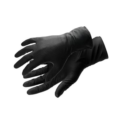 Högert Technik WUSSOW Lot de 100 gants jetables en nitrile avec structure diamant, noirs, résistants aux produits chimiques, certifiés EN ISO 374, sans poudre, taille S Högert Technik WUSSOW Lot de 100 gants jetables en nitrile avec structure diamant, noirs, résistants aux produits chimiques, certifiés EN ISO 374, sans poudre, taille S
