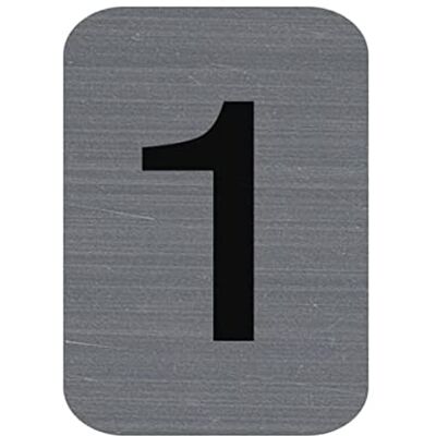 EXACOMPTA Réf. 67181E 1 plaque adhésive CHIFFRE 1 Plaque murale imprimée de signalisation Sur tous supports Aspect aluminium brossé Dimensions : 2,5 x 4,4 cm EXACOMPTA Réf. 67181E 1 plaque adhésive CHIFFRE 1 Plaque murale imprimée de signalisation Sur tous supports Aspect aluminium brossé Dimensions : 2,5 x 4,4 cm