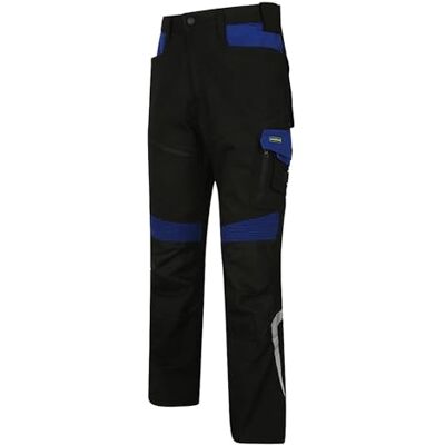 Goodyear Workwear Pantalon De Travail De Sécurité Réfléchissant Pour Hommes Flex Genou Multi Poches Genouillère, Noir/Bieu Royal, 30" Taille Jambe Longue de 34 Goodyear Workwear Pantalon De Travail De Sécurité Réfléchissant Pour Hommes Flex Genou Multi Poches Genouillère, Noir/Bieu Royal, 30" Taille Jambe Longue de 34