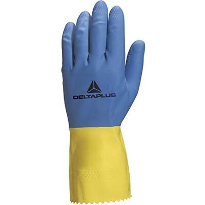 Deltaplus Gant ménage Latex Floque Longueur 30cm épaisseur 0.60mm Coloris Bleu-Jaune Taille 7/8-Paire Deltaplus Gant ménage Latex Floque Longueur 30cm épaisseur 0.60mm Coloris Bleu-Jaune Taille 7/8-Paire