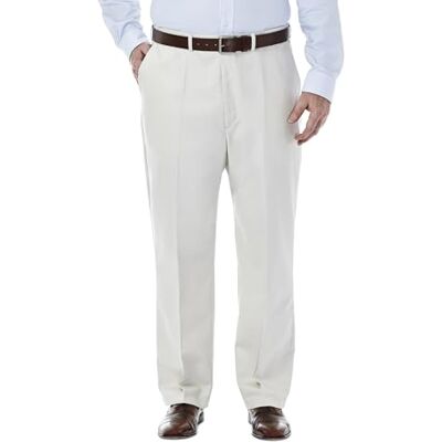 Haggar Pantalon de travail pour homme avec taille extensible dissimulée et coupe classique plate à l’avant Haggar Pantalon de travail pour homme avec taille extensible dissimulée et coupe classique plate à l’avant