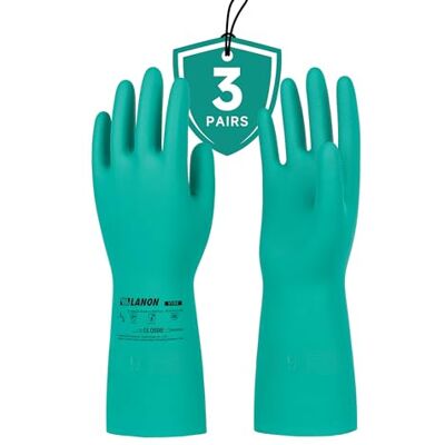 LANON Protection LANON 3 Paires Gants Résistants aux Produits Chimiques en Nitrile, Gants de Protection Chimique, Résistent à Fortes Acide, Alcalins et d'huile, EN 374, L/9 LANON Protection LANON 3 Paires Gants Résistants aux Produits Chimiques en Nitrile, Gants de Protection Chimique, Résistent à Fortes Acide, Alcalins et d'huile, EN 374, L/9