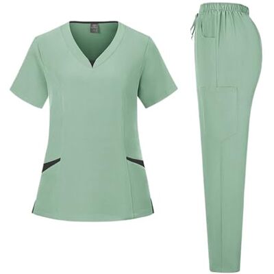 JTKSSCS Uniforme infirmière femme uniformes chirurgicales, ensemble de blouses hospitalières pour femmes, pour clinique thermale, vêtements de travail, XXL, Agar, Aucune pierre précieuse. JTKSSCS Uniforme infirmière femme uniformes chirurgicales, ensemble de blouses hospitalières pour femmes, pour clinique thermale, vêtements de travail, XXL, Agar, Aucune pierre précieuse.