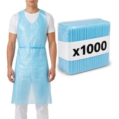 KMINA Tabliers jetables imperméables Bleu PE (1000 unités) Barrière légère contre les éclaboussures, sans latex, sangles réglables à la taille, idéal pour les hôtels et boucheries KMINA Tabliers jetables imperméables Bleu PE (1000 unités) Barrière légère contre les éclaboussures, sans latex, sangles réglables à la taille, idéal pour les hôtels et boucheries