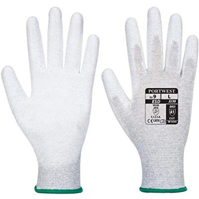 Portwest Va199g7rm Vending antistatique PU Palm Glove, Regular, taille : Medium, gris Portwest Va199g7rm Vending antistatique PU Palm Glove, Regular, taille : Medium, gris