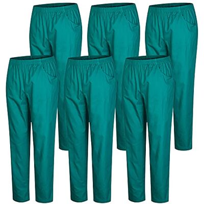MISEMIYA Lot de 6 pièces Pantalon sanitaire unisexe taille élastique unique médicale uniforme, vert, M MISEMIYA Lot de 6 pièces Pantalon sanitaire unisexe taille élastique unique médicale uniforme, vert, M