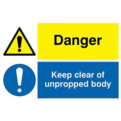 Viking CV138-A4L-V"Danger, Keep Clear Of Unpropped Body" Panneau en vinyle autocollant 300 mm H x 200 mm l Viking CV138-A4L-V"Danger, Keep Clear Of Unpropped Body" Panneau en vinyle autocollant 300 mm H x 200 mm l