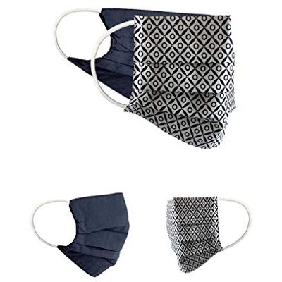 BAF Masque en Tissu 100% Coton Lavable OEKO-TEX 100 Lot de 2 Set Pack double Masque Buccal et Nasal Réutilisable BAF Masque en Tissu 100% Coton Lavable OEKO-TEX 100 Lot de 2 Set Pack double Masque Buccal et Nasal Réutilisable