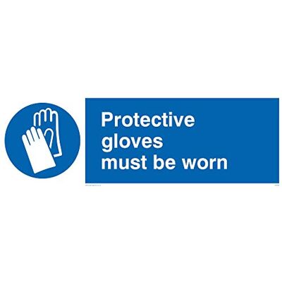 Viking Mp286-l62-v"Gants de protection Doivent être portées" Panneau, vinyle, 200 mm H x 600 mm L Viking Mp286-l62-v"Gants de protection Doivent être portées" Panneau, vinyle, 200 mm H x 600 mm L